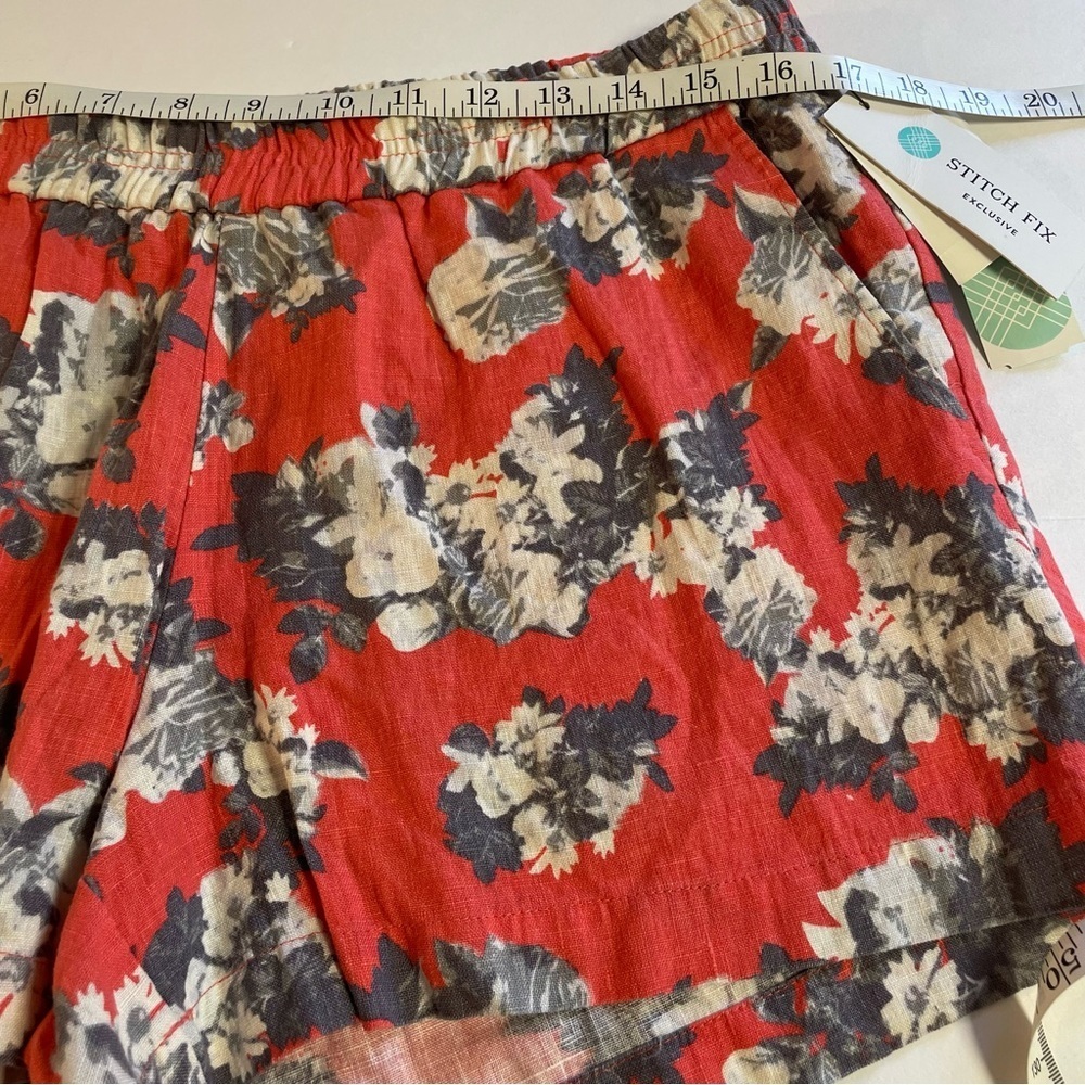 Kut From The Kloth Women's Jansen Printed Linen Short Coral Size 12 - Picture 8 of 8